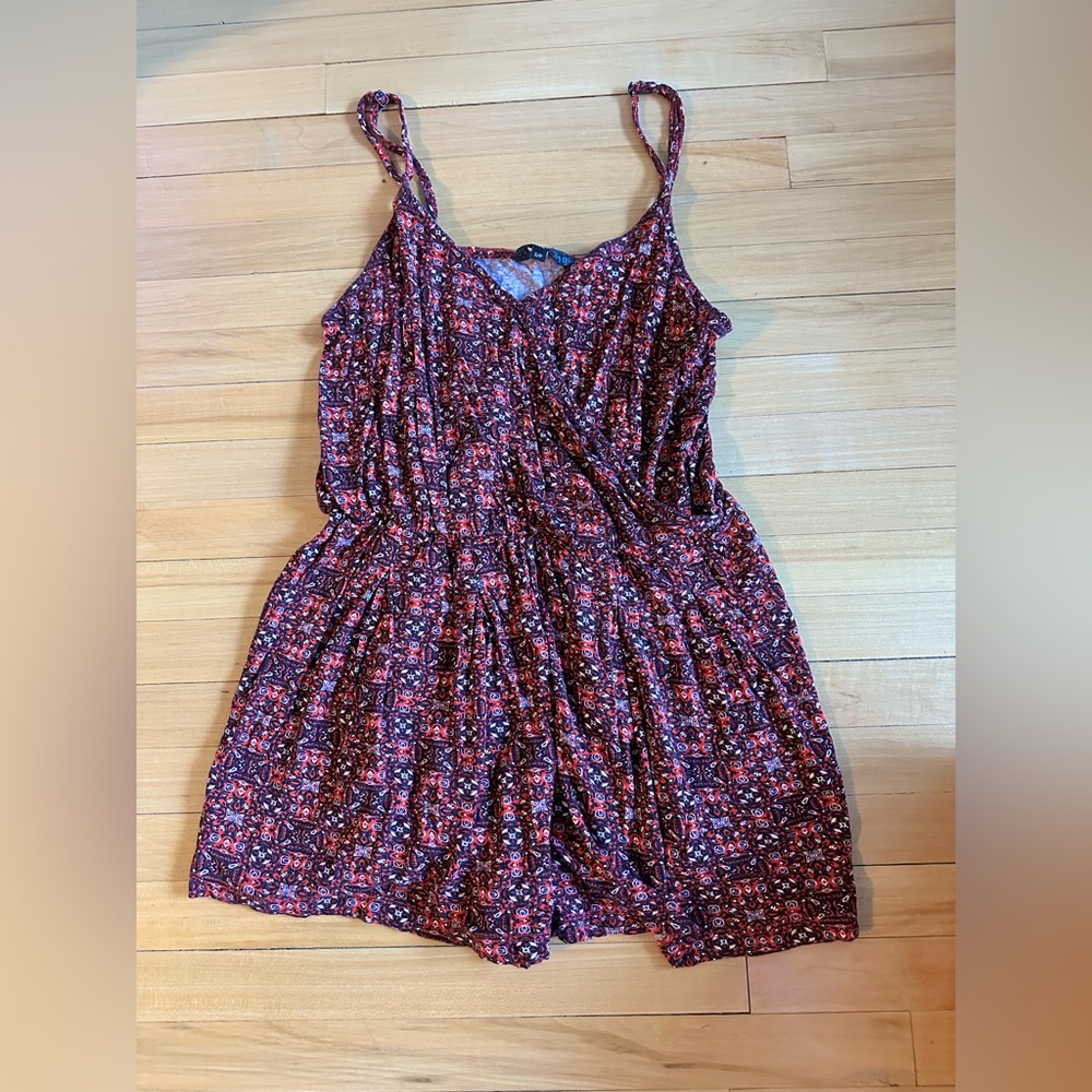 Red Patterned Romper